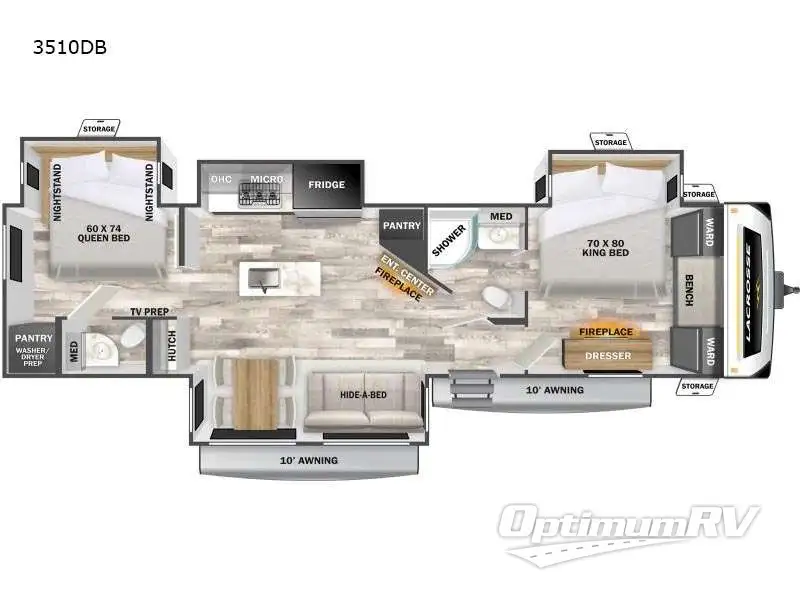 2026 Prime Time LaCrosse 3510DB RV Floorplan Photo