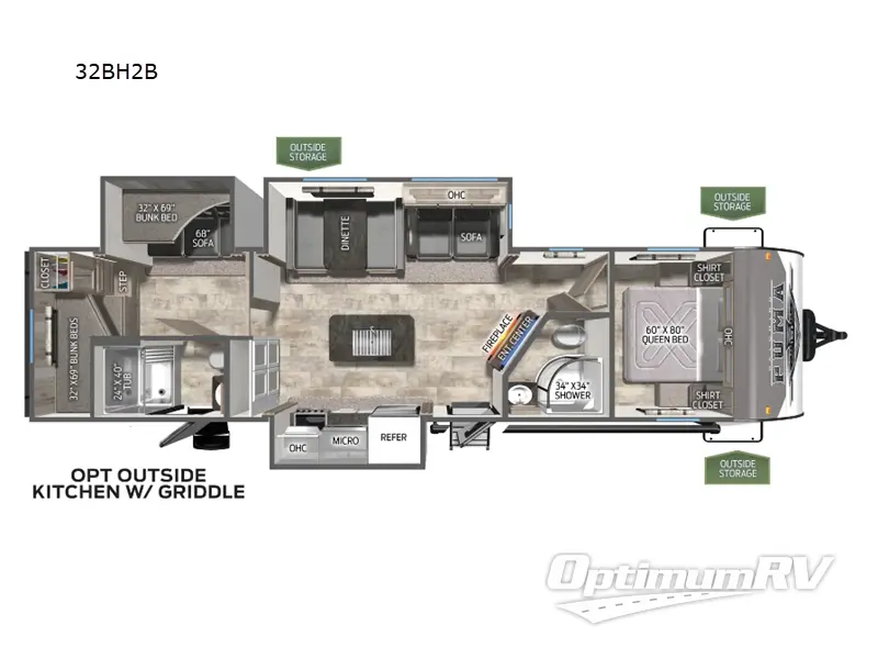 2024 Palomino Puma 32BH2B Floorplan Photo