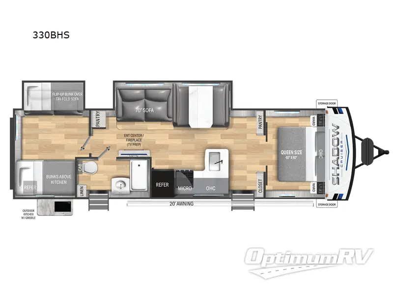 2025 Cruiser Shadow Cruiser 330BHS RV Floorplan Photo