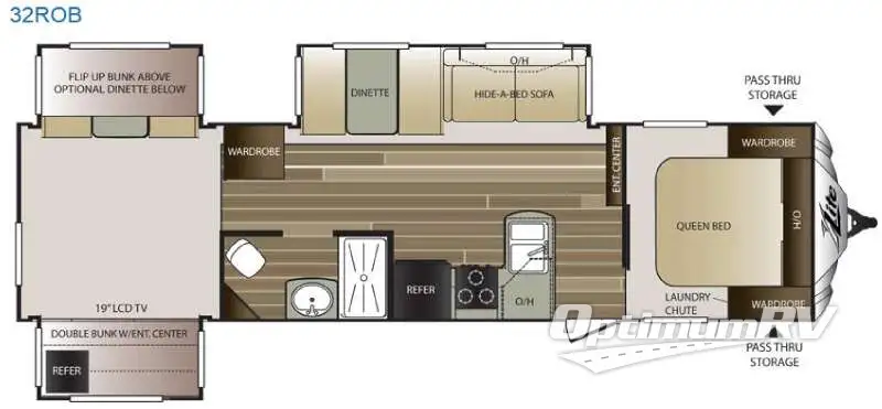 2016 Keystone Cougar X-Lite 32ROB RV Floorplan Photo