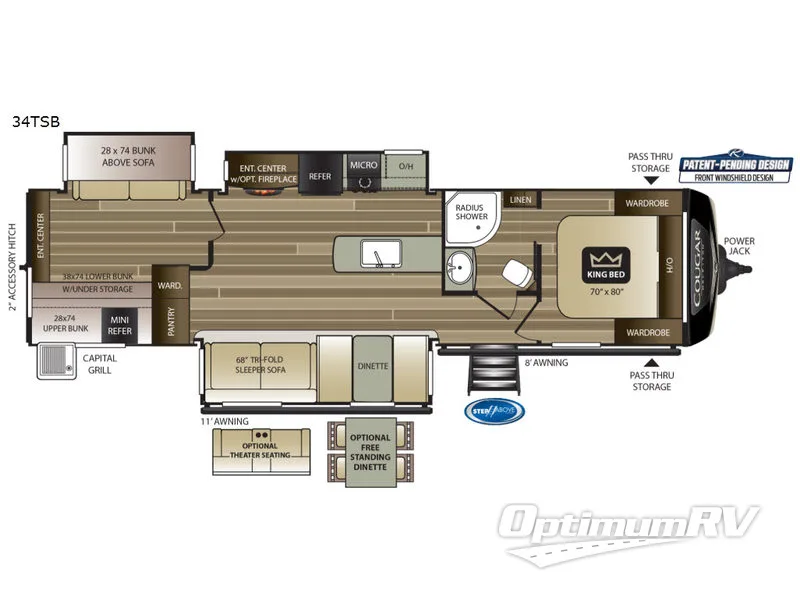 2019 Keystone Cougar Half-Ton Series 34TSB Floorplan Photo