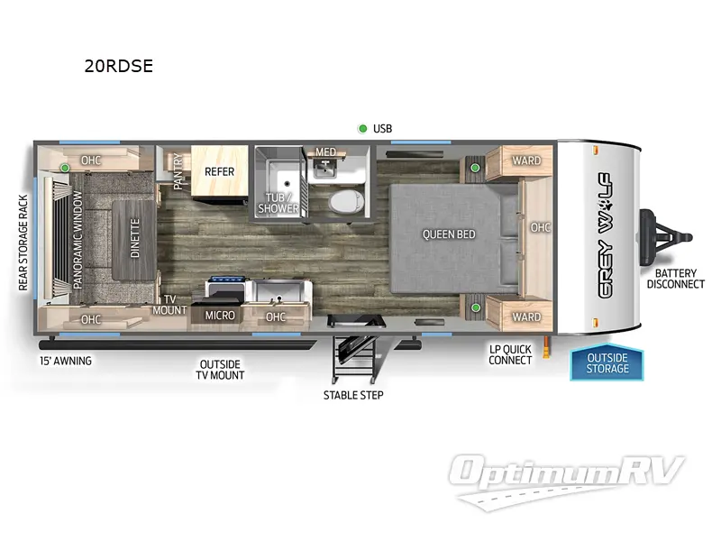 2023 Forest River Cherokee Grey Wolf 20RDSE Floorplan Photo