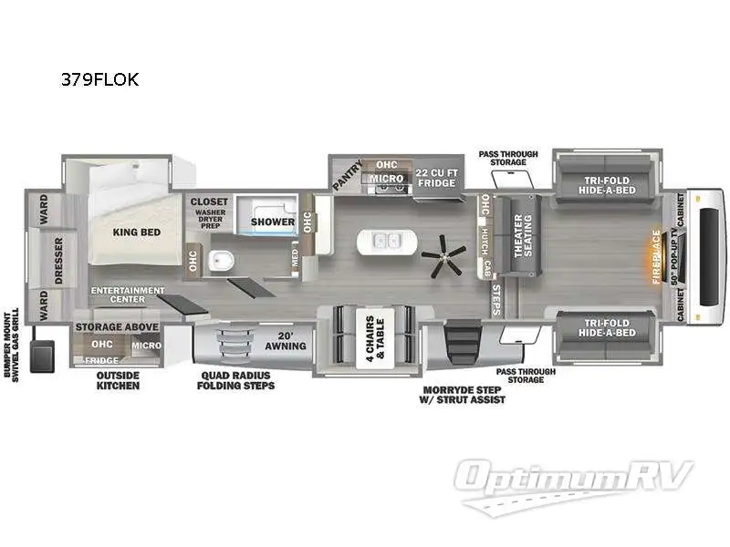 2022 Forest River Sandpiper Luxury 379FLOK RV Floorplan Photo