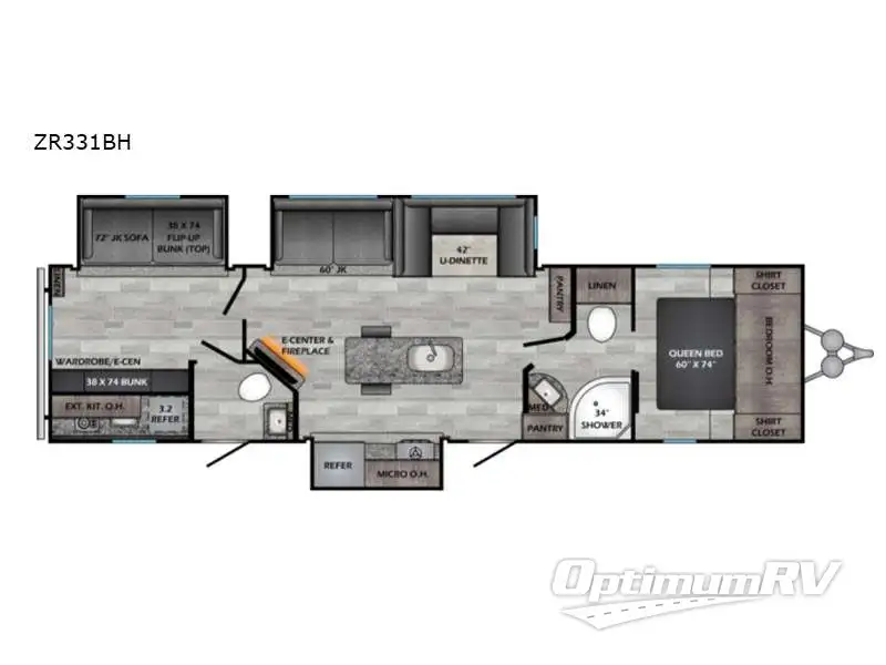 2021 CrossRoads Zinger ZR331BH Floorplan Photo