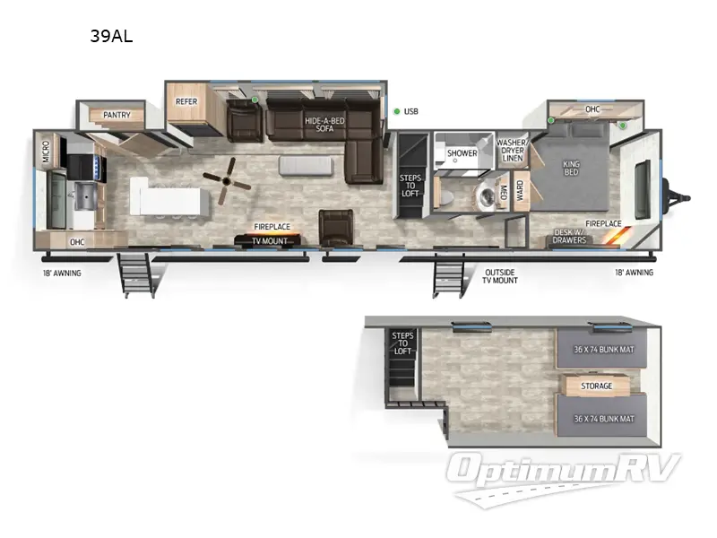 2026 Forest River Cherokee Timberwolf 39AL RV Floorplan Photo