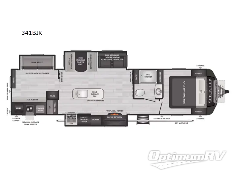 2023 Keystone Sprinter Limited 341BIK RV Floorplan Photo