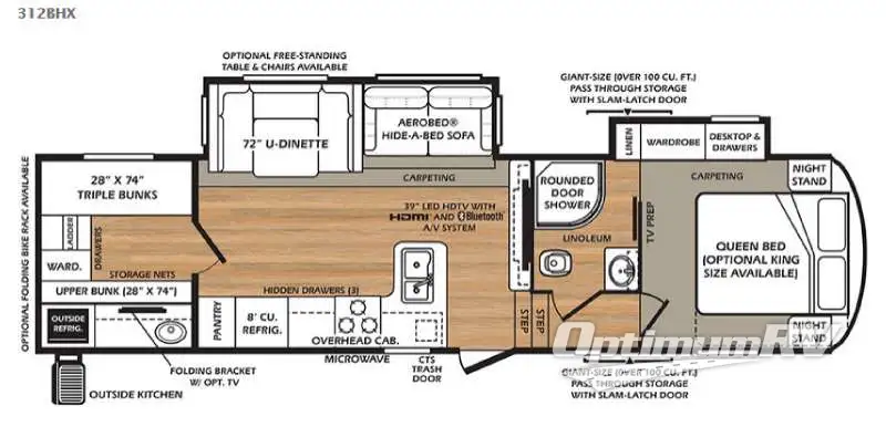 2016 Forest River Wildcat 312BHX Floorplan Photo