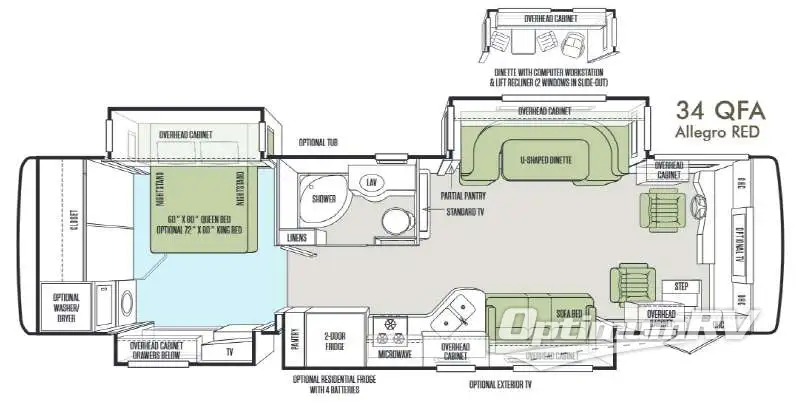 2014 Tiffin Allegro RED 34QFA RV Floorplan Photo