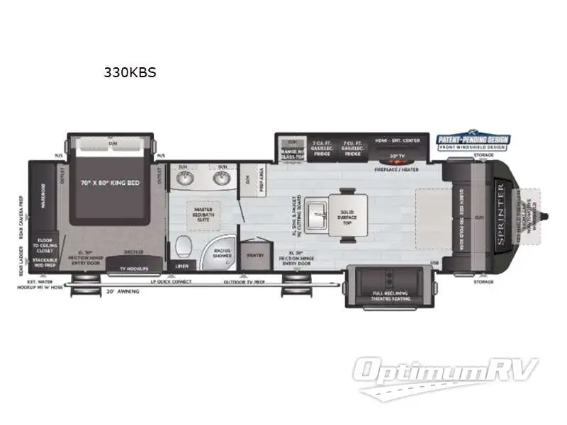 2021 Keystone Sprinter Limited 330KBS Floorplan Photo