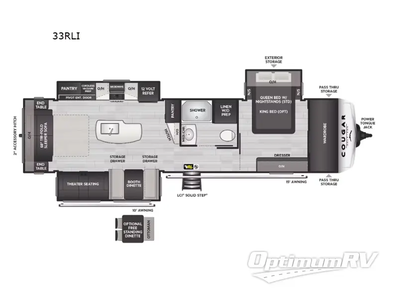 2024 Keystone Cougar Half-Ton 33RLI RV Floorplan Photo
