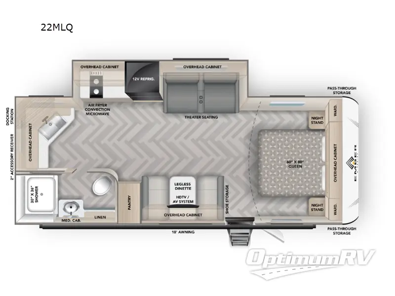 2026 Ember E-Series 22MLQ RV Floorplan Photo