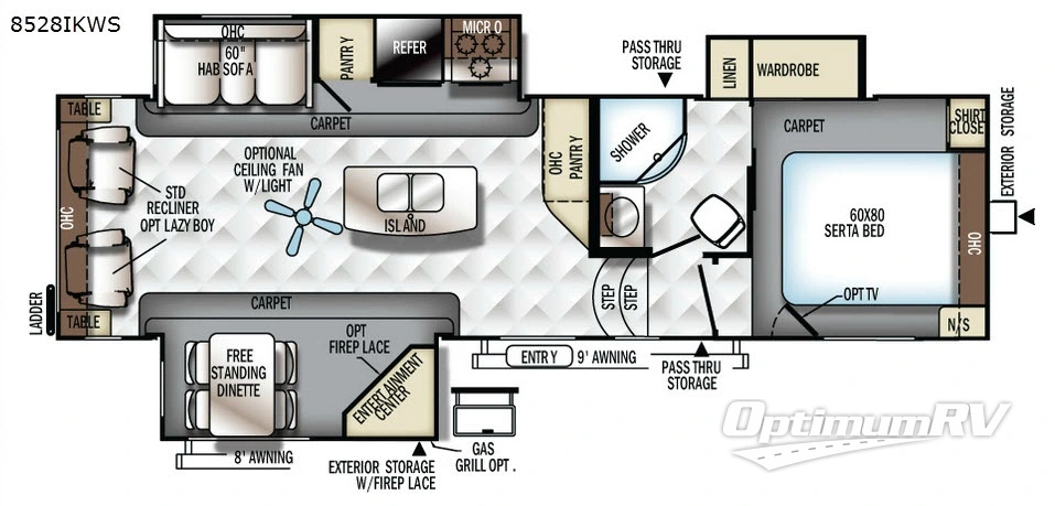2017 Forest River Flagstaff Classic Super Lite 8528IKWS RV Floorplan Photo