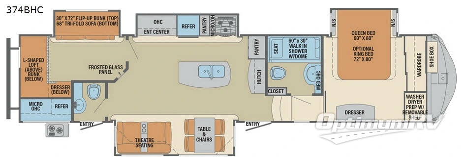 2017 Palomino Columbus Compass 374BHC RV Floorplan Photo