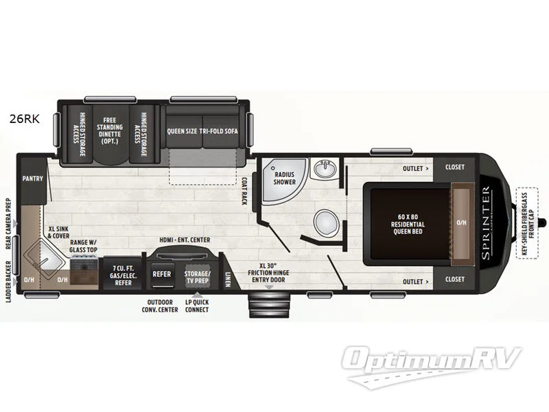 2020 Keystone Sprinter Campfire Edition 26RK RV Floorplan Photo