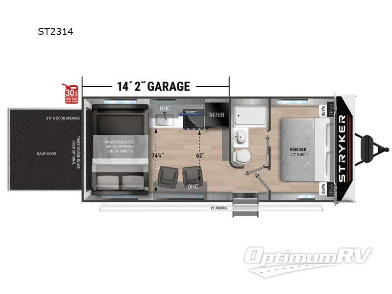 2024 Cruiser Stryker ST2314 RV Floorplan Photo