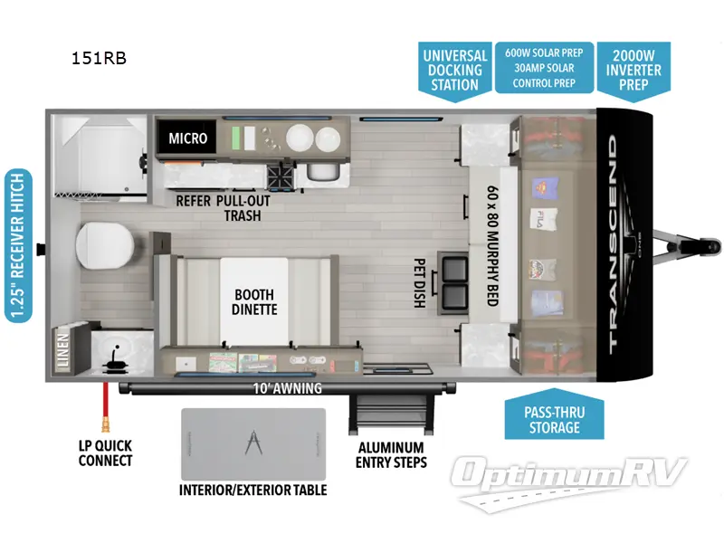 2026 Grand Design Transcend One 151RB RV Floorplan Photo