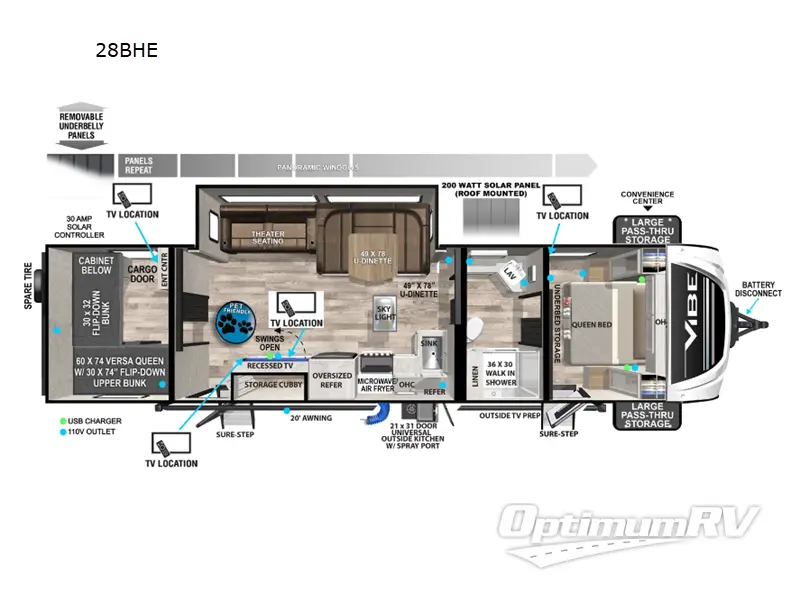 2024 Forest River Vibe 28BHE Floorplan Photo