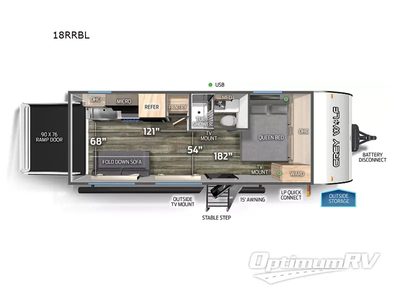 2024 Forest River Cherokee Grey Wolf Black label 18RRBL RV Floorplan Photo