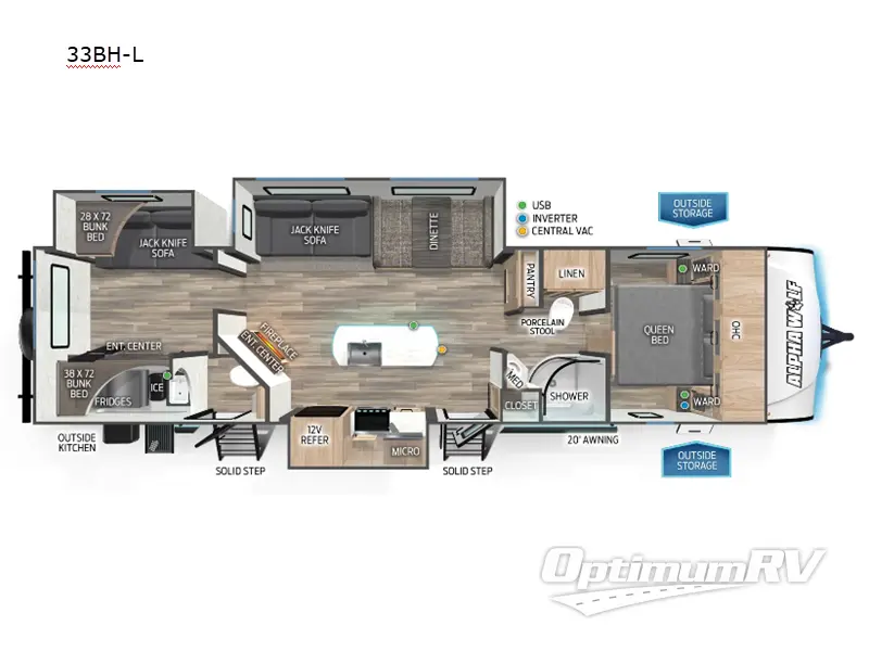 2024 Forest River Cherokee Alpha Wolf 33BH-L Floorplan Photo