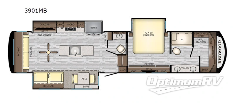 2019 Redwood Redwood 3901MB RV Floorplan Photo