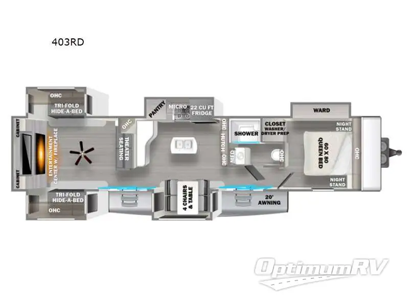 2021 Forest River Sandpiper Destination Trailers 403RD RV Floorplan Photo