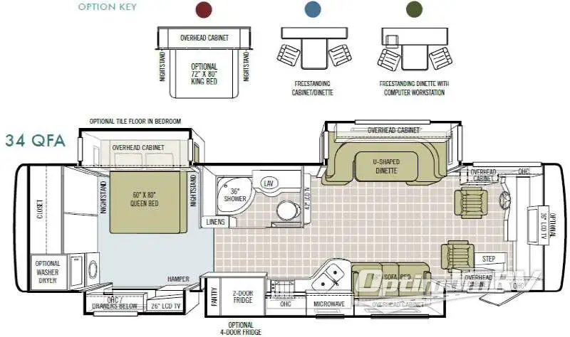 2010 Tiffin Allegro RED 34 QFA Floorplan Photo