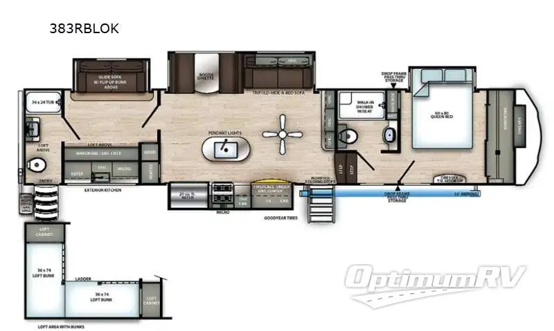 2021 Forest River Sandpiper 383RBLOK Floorplan Photo