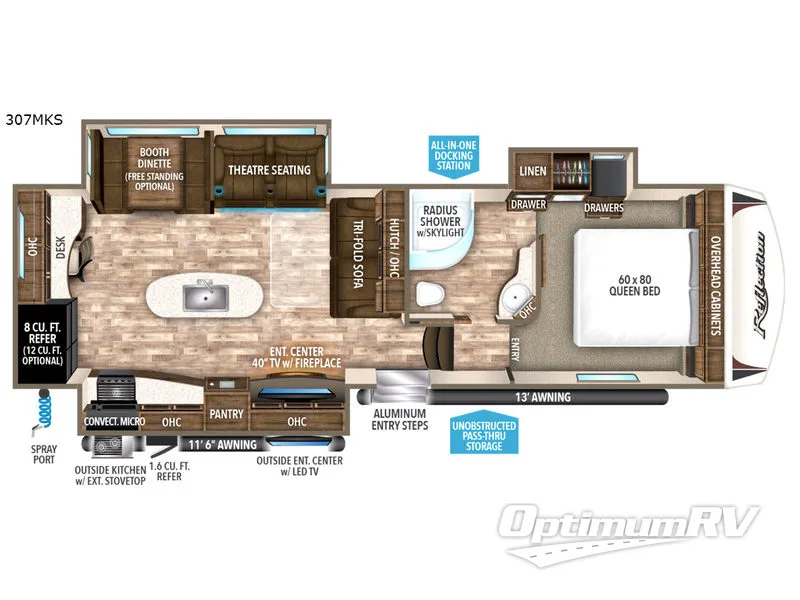 2018 Grand Design Reflection 307MKS RV Floorplan Photo
