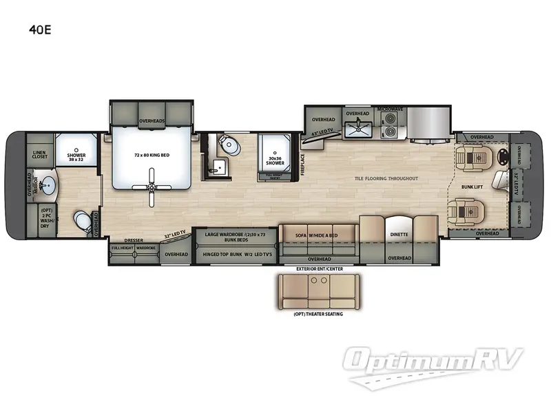2021 Forest River Berkshire XL 40E Floorplan Photo