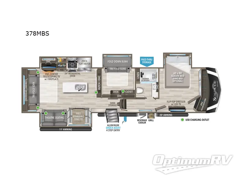2023 Grand Design Solitude 378MBS Floorplan Photo