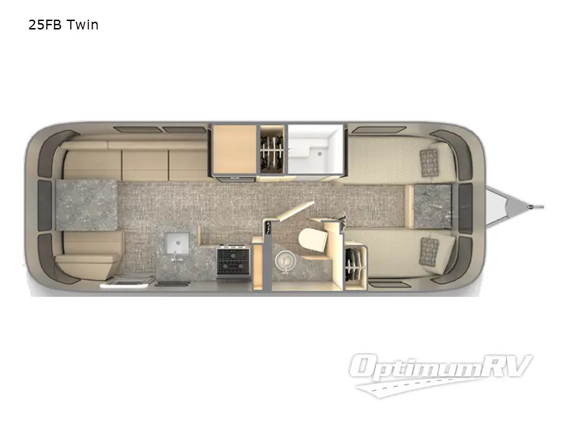 2023 Airstream Flying Cloud 25FB Twin RV Floorplan Photo