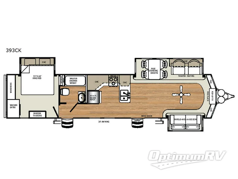 2017 Forest River Sandpiper Destination Trailers 393CK Floorplan Photo