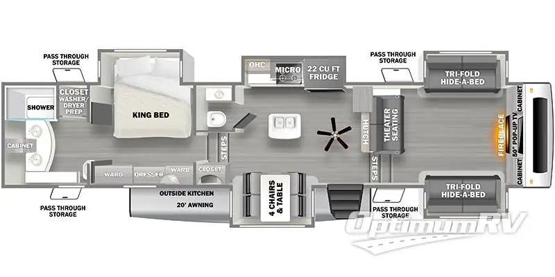2022 Forest River Sandpiper Luxury 391FLRB RV Floorplan Photo