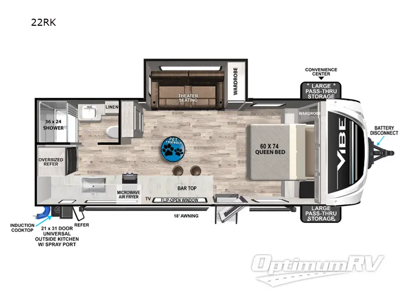 2024 Forest River Vibe 22RK Floorplan Photo