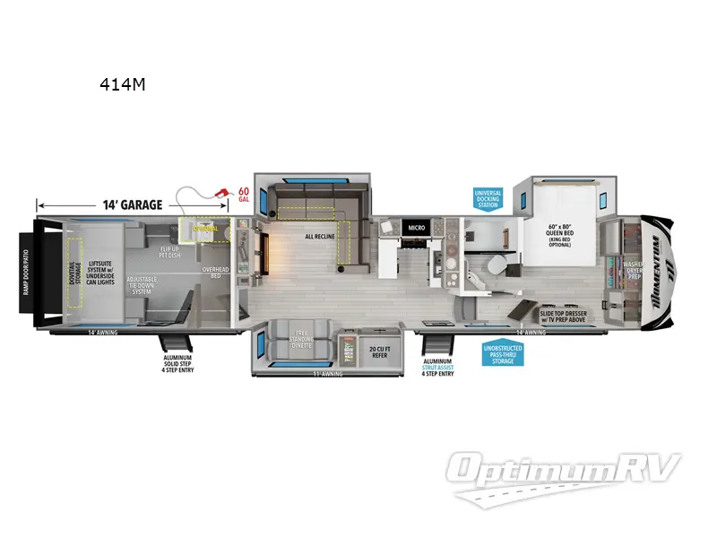2025 Grand Design Momentum M-Class 414M RV Floorplan Photo