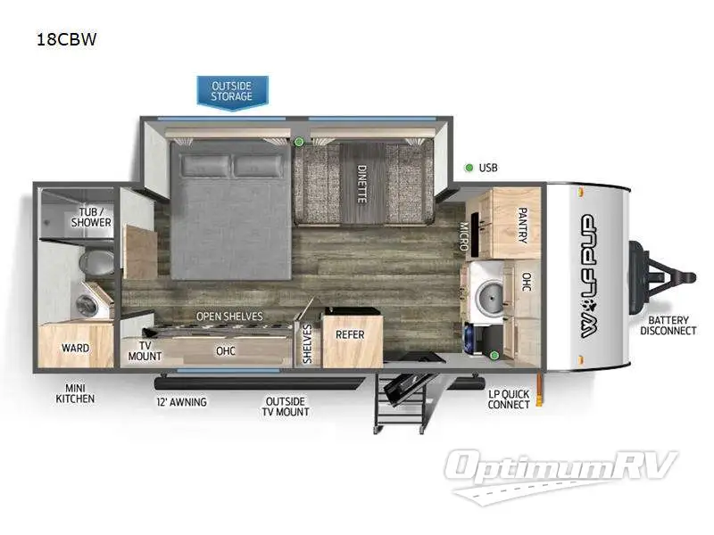 2024 Forest River Cherokee Wolf Pup 18CBW Floorplan Photo