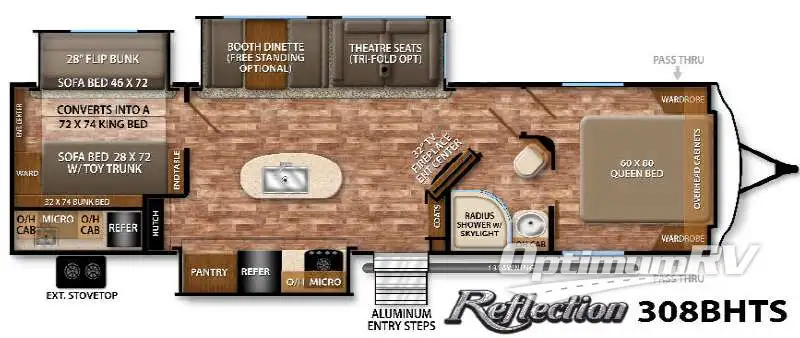 2016 Grand Design Reflection 308BHTS Floorplan Photo