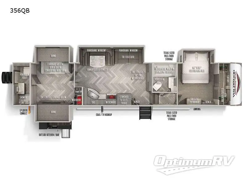 2021 Forest River Wildwood Heritage Glen 356QB Floorplan Photo