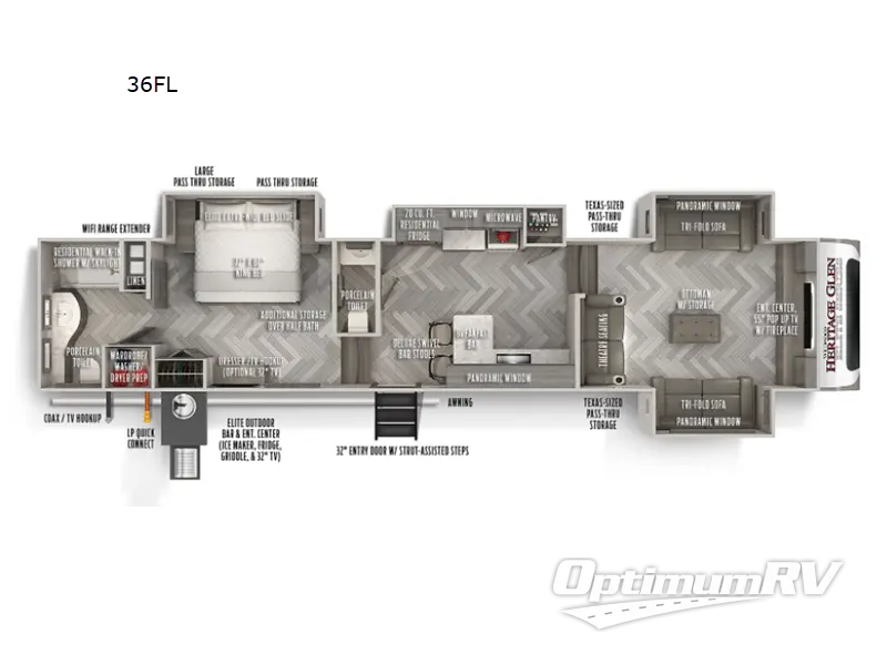 2021 Forest River Wildwood Heritage Glen Elite Series 36FL RV Floorplan Photo
