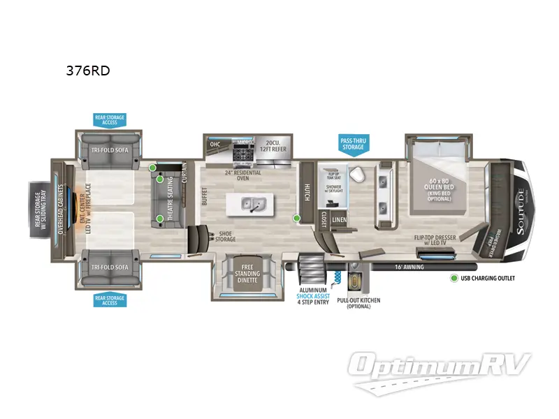 2023 Grand Design Solitude 376RD RV Floorplan Photo