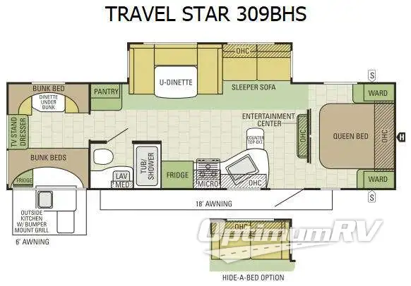 2015 Starcraft Travel Star 309BHS Floorplan Photo