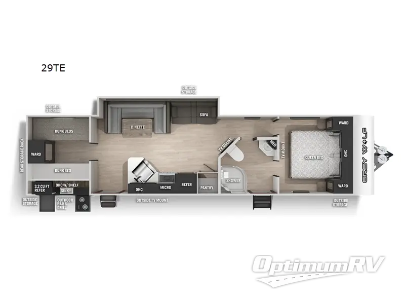 2022 Forest River Cherokee Grey Wolf 29TE Floorplan Photo