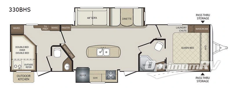2018 Keystone Bullet 330BHS Floorplan Photo