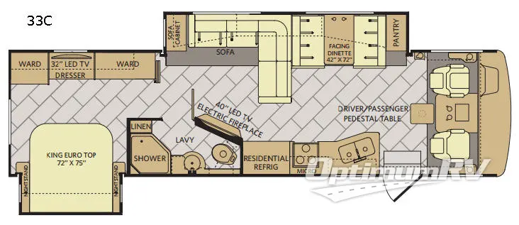 2018 Fleetwood Bounder 33C RV Floorplan Photo