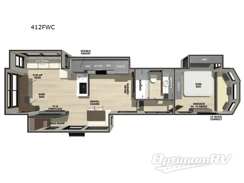 2026 Forest River Cedar Creek Cottage Fifth Wheels 412FWC RV Floorplan Photo