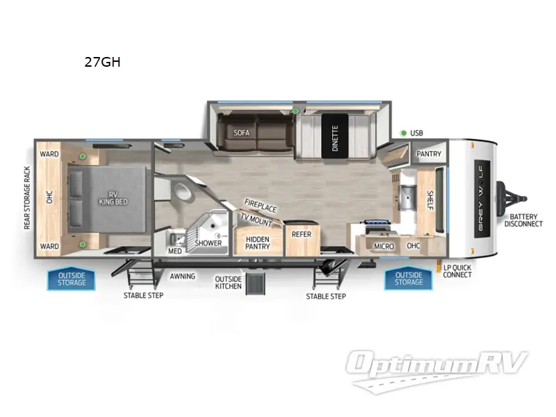 2025 Forest River Cherokee Grey Wolf 27GH RV Floorplan Photo