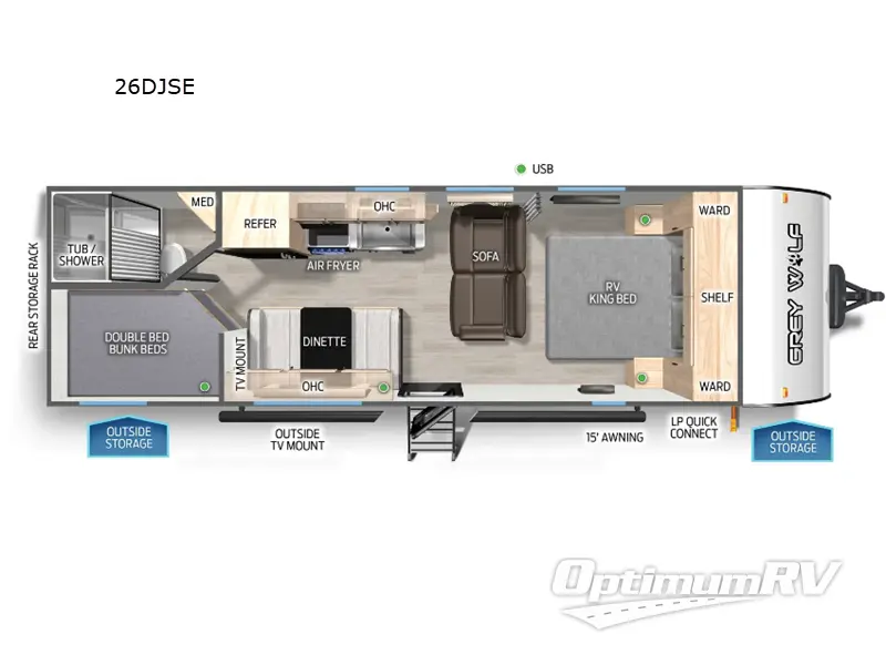 2025 Forest River Cherokee Grey Wolf 26DJSE Floorplan Photo