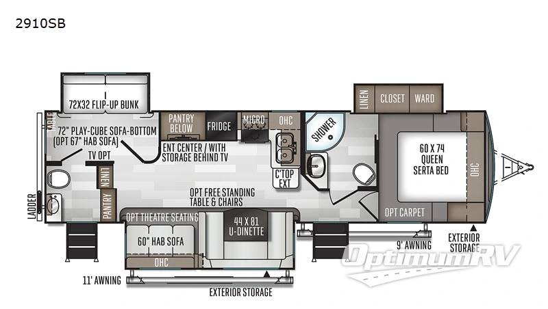 2020 Forest River Rockwood Ultra Lite 2910SB Floorplan Photo