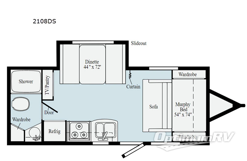 2020 Winnebago Towables Micro Minnie 2108DS RV Floorplan Photo