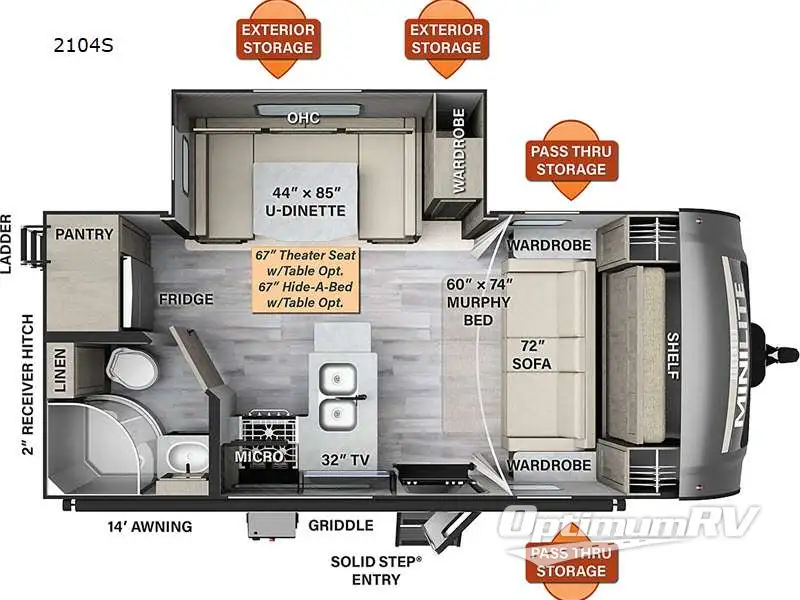 2023 Forest River Rockwood Mini Lite 2104S Floorplan Photo
